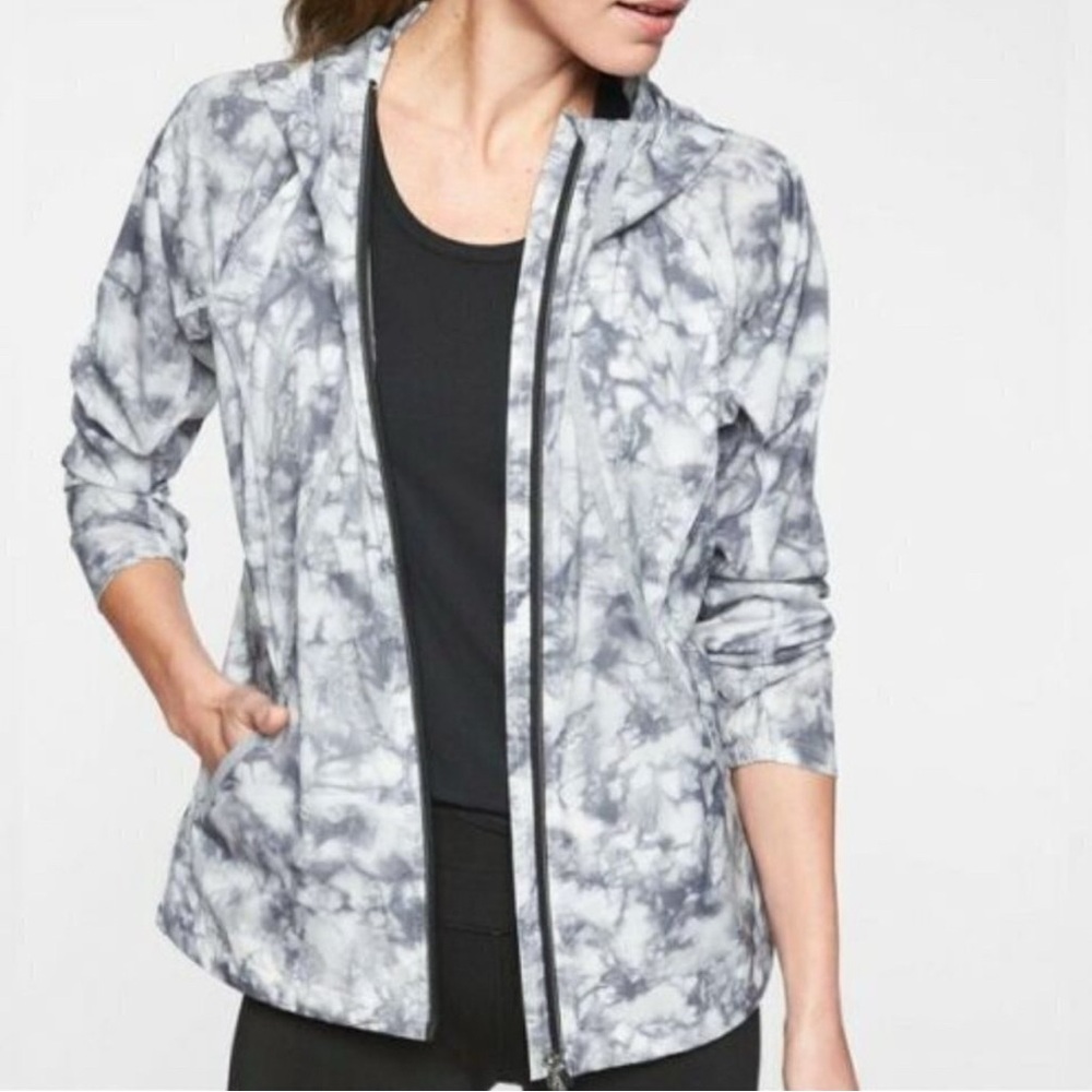 Athleta Large Catalina Windbreaker Jacket- Gray/White